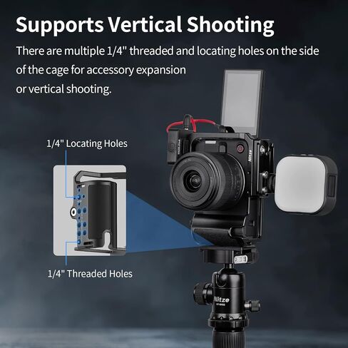Nitze R50V Cage for Canon R50 V Camera, with Cold Shoe Adapter and Built-in Ergonomic Silicone Grip, Quick Release for Arca and Cold Shoe, Supports Vertical Shooting - T-C07A in Saudi Arabia
