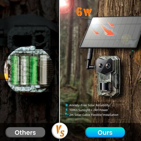 Hunting & Trail Dual Camera Solar Powered LTE 4G Cellular Game Cameras with Night Vision Motion Activated Waterproof & Sends Picture to Cell Phone with App Deer Cam 0.2s Trigger 940nm IR Led No Glow in Saudi Arabia