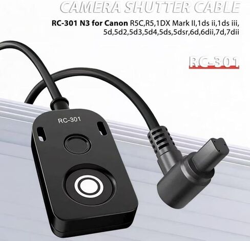 كابل تحرير مصراع الكاميرا السلكي RC-301 N3 للتحكم عن بعد من كانو، متوافق مع R5C، R5، 1DX Mark II، 1Ds II، 1Ds III، 5D، 5D Mark II، 5D Mark III، 5D Mark IV، 5DS، 5DSR، 6D، 6D Mark II، 7D، 7D Mark II in Saudi Arabia