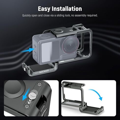 NEEWER AC014 Action Camera Cage for Osmo Action 5 Pro/4/3 + AC034 Side Handle Only for AC014, Metal Video Rig Compatible with DJI Mic Magnetic Adapter Mount Accessories in Saudi Arabia
