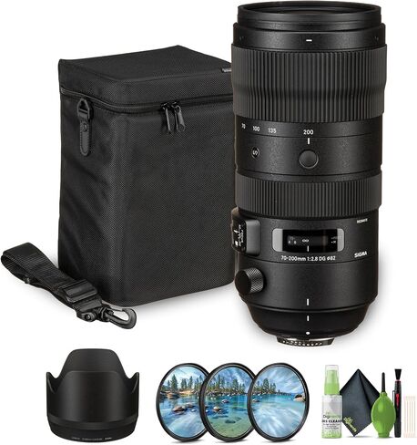 حزمة سيجما 70-200 ملم f/2.8 DG OS HSM الرياضية لنيكون F (590955). العدسة المثالية للصور الشخصية الاحترافية وحفلات الزفاف والمغامرات الداخلية والخارجية والحياة البرية والسفر ورحلات السفاري واستخدام الصور + الملحقات in Kuwait