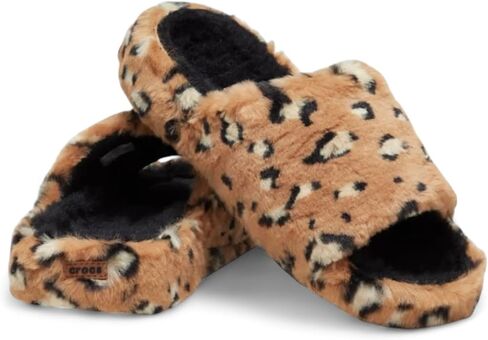 Crocs Unisex Adult Classic Leopard Fur Slide in Saudi Arabia