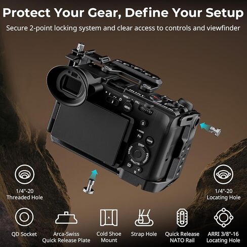 SMALLRIG Cage for Sony FX2, HawkLock Quick Release Camera Cage Kit for Sony with XLR Handle Extension, Wrist Strap and Cable Clamp for HDMI, QR Cold Shoe, Built in NATO Rail/QR Plate for Arca - 5588 in Saudi Arabia