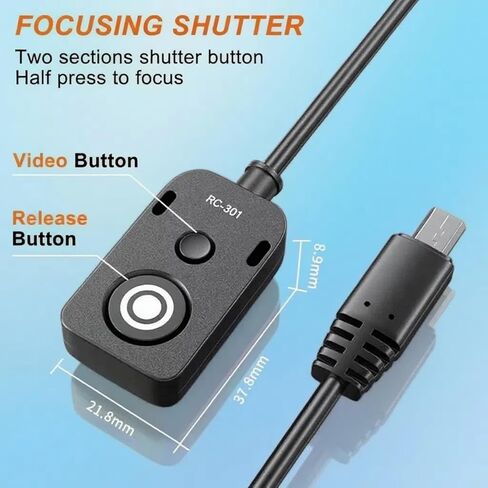 RC-301 Camera Remote Shutter Release Cable for SNY A7, A9, A6000/A6100/A6300/A6400/A6500/A6600Series Cameras, Black, Compatible with Multi Socket Interface in Saudi Arabia