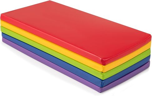 Costzon 5 PCS Rest Mats, 2 Inch Thick Sponge Kids Nap Mats for Daycare Preschool Nursery Home, PU Covers Portable Sleeping Pads for Toddlers Girls Boys (Colorful Rainbow) in Saudi Arabia