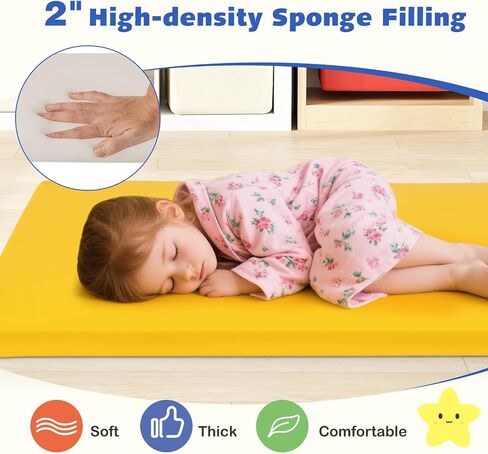 Costzon 5 PCS Rest Mats, 2 Inch Thick Sponge Kids Nap Mats for Daycare Preschool Nursery Home, PU Covers Portable Sleeping Pads for Toddlers Girls Boys (Colorful Rainbow) in Saudi Arabia