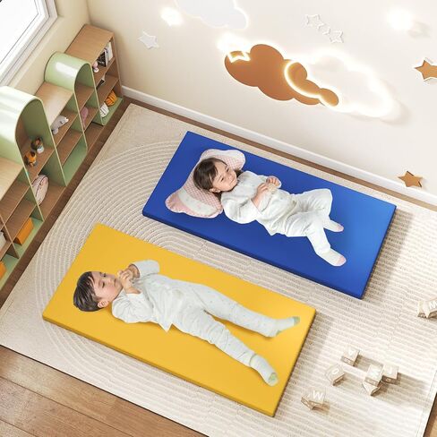 Costzon 5 PCS Rest Mats, 2 Inch Thick Sponge Kids Nap Mats for Daycare Preschool Nursery Home, PU Covers Portable Sleeping Pads for Toddlers Girls Boys (Colorful Rainbow) in Saudi Arabia