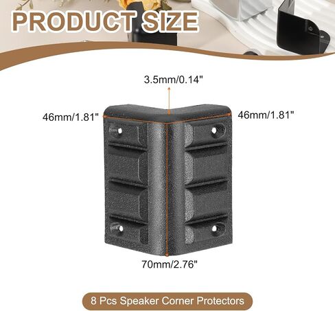 uxcell 8 Pcs 1.81"x1.81" Speaker Corner Protectors, Plastic Right Angle Protector Thickening Speaker for Cabinet Guitar Amplifier Stage Speakers, Black in Saudi Arabia