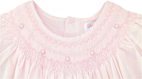 Petit Ami Baby Girls Daygown with Heart Smocking and Pearls (Pink, 24 Month) in Saudi Arabia