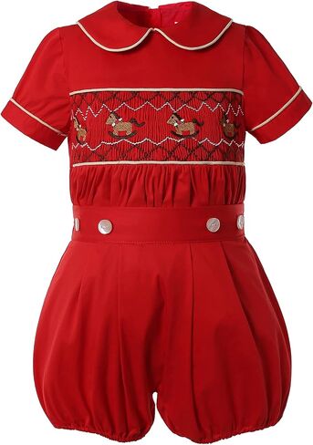 Pettigirl Girls Smocked Dress Unisex Smocked Outfits for Baby Girls Boys Red Christmas Fall Clothes in Saudi Arabia