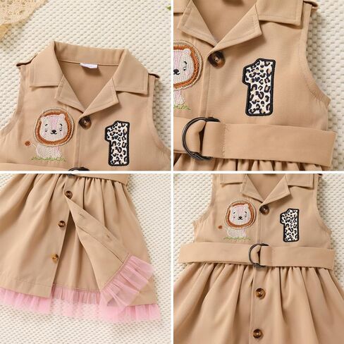 IDOPIP Safari Outfit for Toddler Baby Girls Wild 1st Birthday Tutu Dress with Hat Halloween Party Dress Clothes Photo Shoot in Saudi Arabia