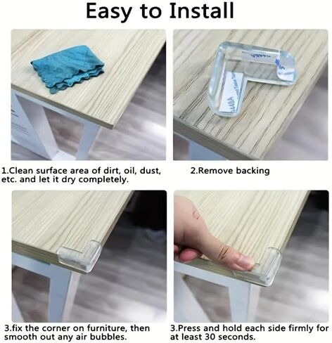 12 Pack Corner Protector (L Shape) Clear Furniture Corner Guard & Edge Safety Bumpers for Table Edges & Sharp Corners in Saudi Arabia