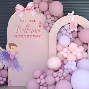 ملصق ZAIBIANHAO A Little Ballerina Is On The Way - ديكورات لحفلات استقبال المولود الجديد على شكل أميرة الباليه، لافتة حفلات راقصة الباليه تكشف عن الجنس، بالونات عيد الميلاد بخلفية قوسية للصور in Kuwait