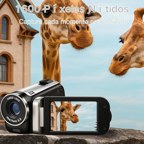 كاميرا فيديو Yosoo Health Gear، 1080P 16MP DV كاميرا فيديو رقمية صغيرة لتسجيل الفيديو، شاشة قابلة للدوران 2.4 بوصة، مسجل كاميرا HD تكبير 16X مع ضوء ملء LED () in Kuwait