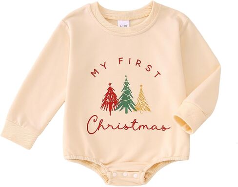 CM C&M WODRO Baby Boy Girl Christmas Outfit My First Christmas Sweatshirt Romper Infant Long Sleeve Onesie Winter Clothes in Saudi Arabia