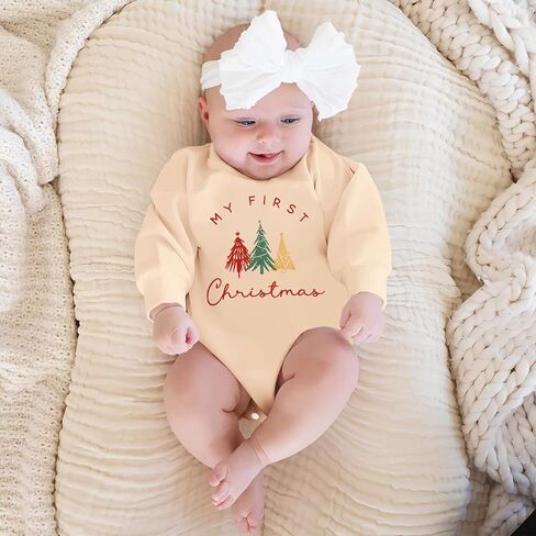 CM C&M WODRO Baby Boy Girl Christmas Outfit My First Christmas Sweatshirt Romper Infant Long Sleeve Onesie Winter Clothes in Saudi Arabia