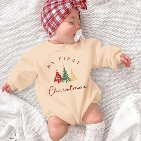 CM C&M WODRO Baby Boy Girl Christmas Outfit My First Christmas Sweatshirt Romper Infant Long Sleeve Onesie Winter Clothes in Saudi Arabia
