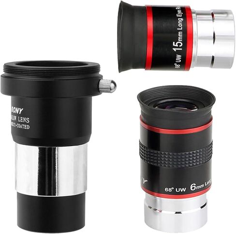 SVBONY 15mm Telescopes Eyepiece 68 Degree Ultra Wide Angle Bundle with Eyepiece 6mm 1.25 Inches Barlow Lens 2X with M42 Thread in Saudi Arabia