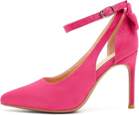 Women's Bow High Heels Pumps Stiletto Ankle Strap D'Orsay Pointed Toe 3.5" Dress Shoes in Saudi Arabia