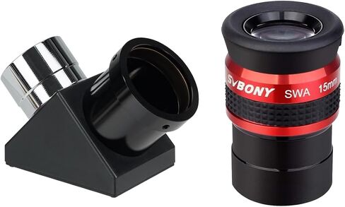 مجموعة عدسة تلسكوب SVBONY SV154 SWA 70 درجة 15 مم مع مرآة قطرية SV221 90 درجة، ملحقات تلسكوب 1.25 بوصة للمراقبة الفلكية in Saudi Arabia