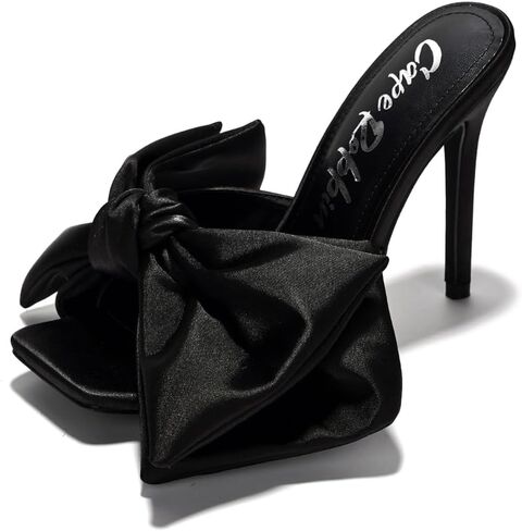 Cape Robbin Women's Bow Heels Stiletto Heels for Women - 3.75 Inch Slip On Heeled Sandals with Oversized Bow - Square Toe Dress Heels Sandals (Rhianna-2) in Saudi Arabia