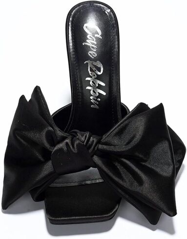 Cape Robbin Women's Bow Heels Stiletto Heels for Women - 3.75 Inch Slip On Heeled Sandals with Oversized Bow - Square Toe Dress Heels Sandals (Rhianna-2) in Saudi Arabia