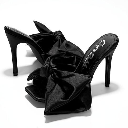 Cape Robbin Women's Bow Heels Stiletto Heels for Women - 3.75 Inch Slip On Heeled Sandals with Oversized Bow - Square Toe Dress Heels Sandals (Rhianna-2) in Saudi Arabia