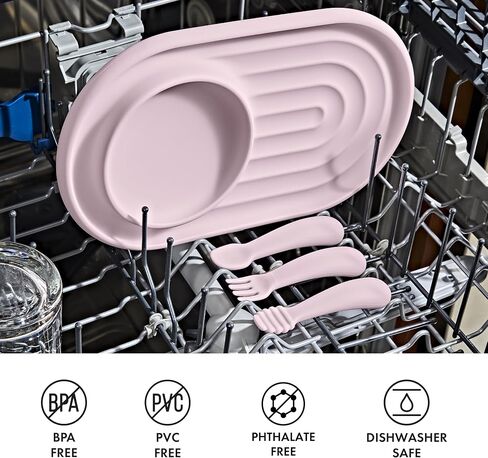OXO Tot Textured Suction Plate & Spoons Set – 3-Piece – Dusk in Saudi Arabia
