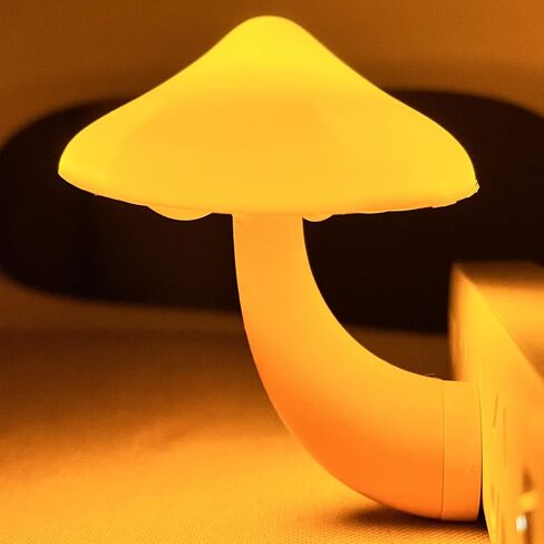 Sensor LED Mushroom Night Lights - 2Pack Plug into Wall Mushroom Lamp, Cute Mini Dream Bed Nightlight for Kids Adults for Home Office, Bedroom, Bathroom Toilet, Stairs, Hallway Corridor, Warm White in Saudi Arabia