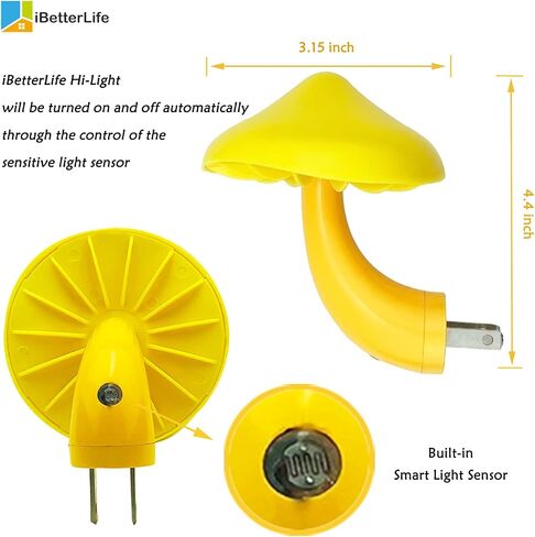 Sensor LED Mushroom Night Lights - 2Pack Plug into Wall Mushroom Lamp, Cute Mini Dream Bed Nightlight for Kids Adults for Home Office, Bedroom, Bathroom Toilet, Stairs, Hallway Corridor, Warm White in Saudi Arabia