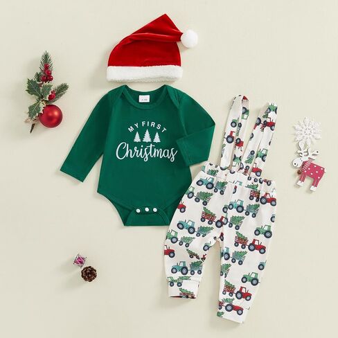 My First New Years Baby Boy Outfit 1st New Year Romper Long Pants and Hat Happy New Year Outfit 3Pcs Cute Clothes in Saudi Arabia