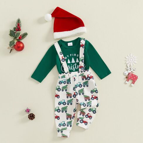 My First New Years Baby Boy Outfit 1st New Year Romper Long Pants and Hat Happy New Year Outfit 3Pcs Cute Clothes in Saudi Arabia