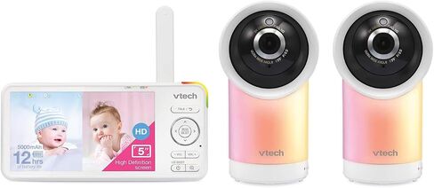 VTech RM5766-2HD RM57662HD Smart Wi-Fi 1080p 2-Camera 360°-Pan-and-Tilt Video Baby Monitor System with 5-in. Display, Night-Light, and Remote Access, White in Saudi Arabia