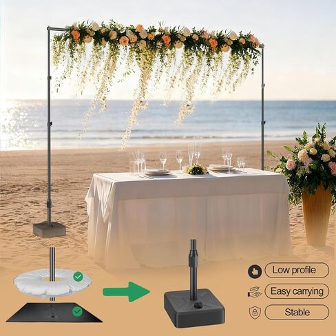 EMART خلفية الوقوف مع قاعدة خزان المياه الثقيلة 8.5x10ft قابل للتعديل خلفية الصورة المعدنية مجموعة حامل الأنابيب والستارة إطار الخلفية لحفلة عيد ميلاد، زينة الزفاف، التصوير الفوتوغرافي الاستوديو in Kuwait