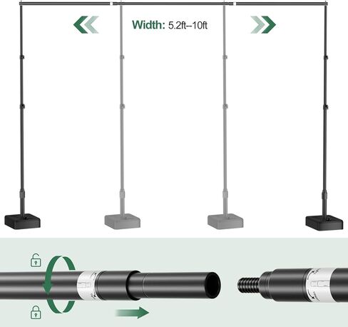 EMART خلفية الوقوف مع قاعدة خزان المياه الثقيلة 8.5x10ft قابل للتعديل خلفية الصورة المعدنية مجموعة حامل الأنابيب والستارة إطار الخلفية لحفلة عيد ميلاد، زينة الزفاف، التصوير الفوتوغرافي الاستوديو in Kuwait