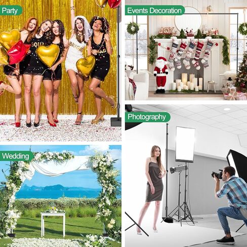 EMART خلفية الوقوف مع قاعدة خزان المياه الثقيلة 8.5x10ft قابل للتعديل خلفية الصورة المعدنية مجموعة حامل الأنابيب والستارة إطار الخلفية لحفلة عيد ميلاد، زينة الزفاف، التصوير الفوتوغرافي الاستوديو in Kuwait