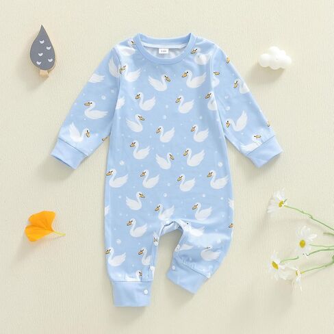 Baby Girl Boy Fall Clothes Silly Goose Print Long Sleeve Sweatshirt Romper Jumpsuit Newborn Infant Farm Animal Outfit in Saudi Arabia