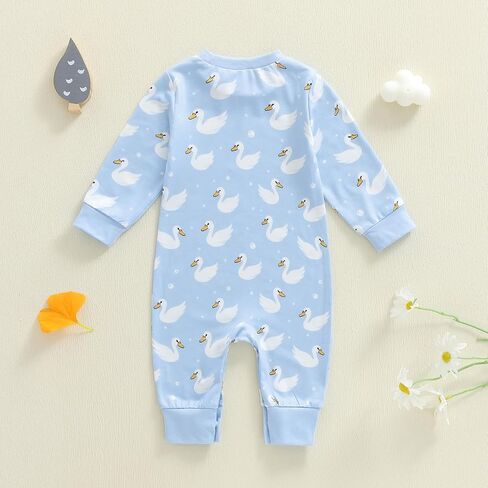 Baby Girl Boy Fall Clothes Silly Goose Print Long Sleeve Sweatshirt Romper Jumpsuit Newborn Infant Farm Animal Outfit in Saudi Arabia