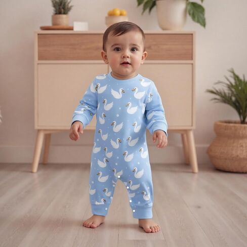 Baby Girl Boy Fall Clothes Silly Goose Print Long Sleeve Sweatshirt Romper Jumpsuit Newborn Infant Farm Animal Outfit in Saudi Arabia