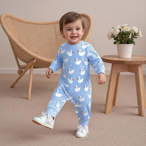 Baby Girl Boy Fall Clothes Silly Goose Print Long Sleeve Sweatshirt Romper Jumpsuit Newborn Infant Farm Animal Outfit in Saudi Arabia