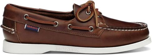 أحذية Sebago النسائية من Portland Waxed Boat - أحذية بدون كعب جلدية مشمعة مخيطة يدويًا مع بطانة جورب جلدية ونعل خارجي مطاطي لا يترك علامات، مقاوم للانزلاق in Kuwait