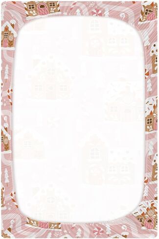 Gingerbread House Christmas Tree Pink Fitted Crib Sheets Stretchy Portable Playard Sheets for Baby Toddler, Breathable Soft Mini Crib Mattress 52 x 28 in for Boys and Girls in Kuwait