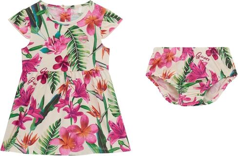 GUESS baby-girls Eco Short Sleeve Stretch Jersey Dress and Diaper Cover in Saudi Arabia