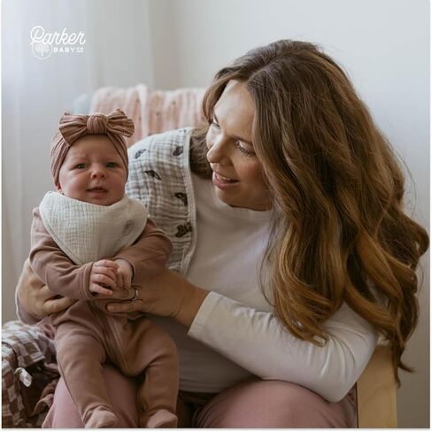 Parker Baby Muslin Bandana Drool Bibs | 100% Soft Muslin Cotton, Absorbent & Adjustable | Stylish Teething & Drooling Bibs in Saudi Arabia