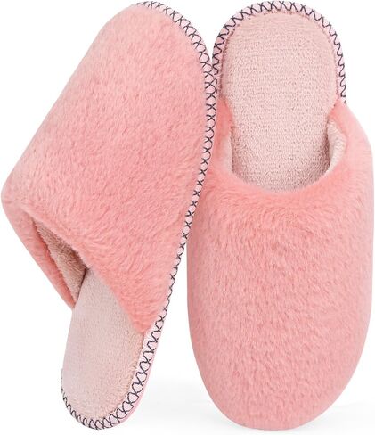 ZOORON Slippers for Women Fuzzy Slippers Warm Cozy Soft Memory Foam House Shoes with Anti-Skid Sole for Indoor and Outdoor in Saudi Arabia