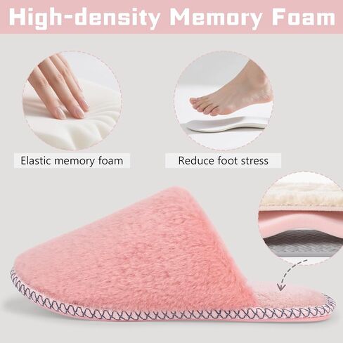 ZOORON Slippers for Women Fuzzy Slippers Warm Cozy Soft Memory Foam House Shoes with Anti-Skid Sole for Indoor and Outdoor in Saudi Arabia