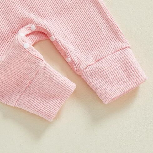 Merqwadd I'm New Here Outfit Baby Girl Long Sleeve Waffle Bow Jumpsuit Newborn Coming Home Outfit in Saudi Arabia