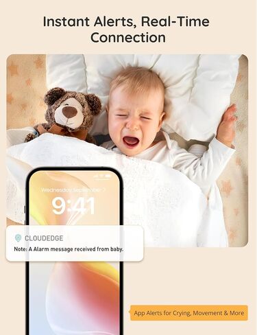 2K Baby Monitor with Camera and Audio, 5" Display Wifi Baby Monitor with App Control, Motion & Cry Detection, Night Vision, VOX, Real-Time Record, Temper Sensor, 2-Way Talk, RGB Night Light, Lullabies in Saudi Arabia
