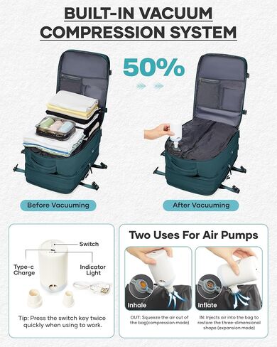 coofay فراغ حقيبة الظهر السفر مع مضخة حقيبة السفر مع نظام فراغ ضغط حقائب الظهر للسفر Easyvacpack Vacpack حقائب الظهر تحمل الأمتعة in Kuwait