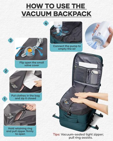 coofay فراغ حقيبة الظهر السفر مع مضخة حقيبة السفر مع نظام فراغ ضغط حقائب الظهر للسفر Easyvacpack Vacpack حقائب الظهر تحمل الأمتعة in Kuwait